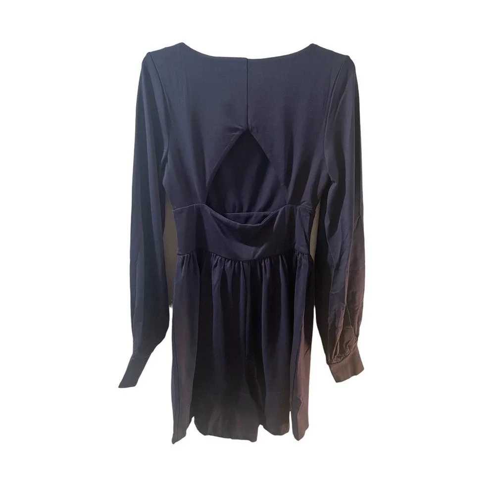 Susana Monaco Open Back Long Sleeve Romper In Midnight Navy S NWT